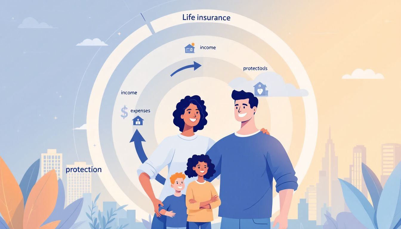 An illustration depicting the concept of life insurance, emphasizing how much life insurance do I need.