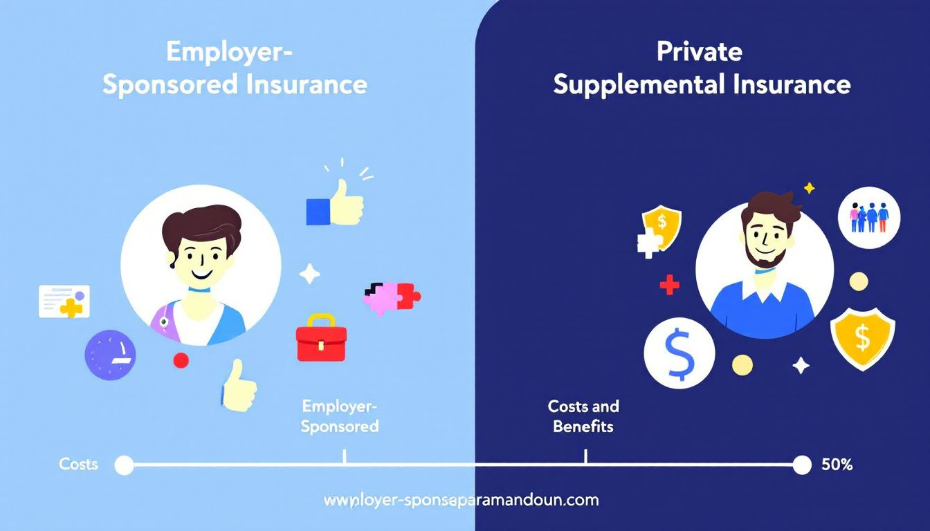 Comparison of employer-sponsored and private supplemental insurance.