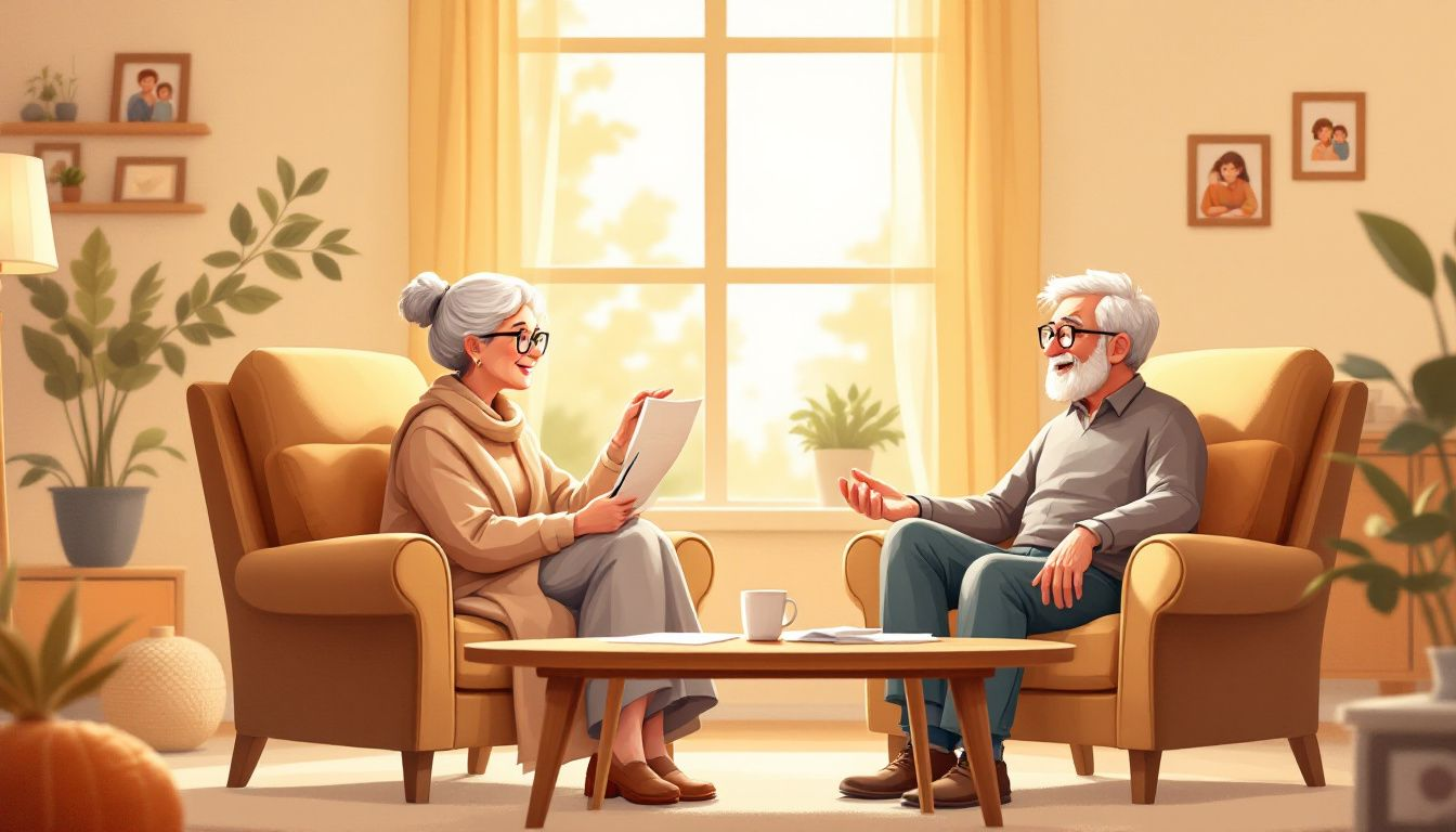 A senior reviewing universal life insurance options with an agent.