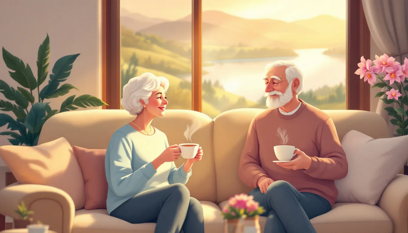 An elderly couple discussing burial insurance for seniors.
