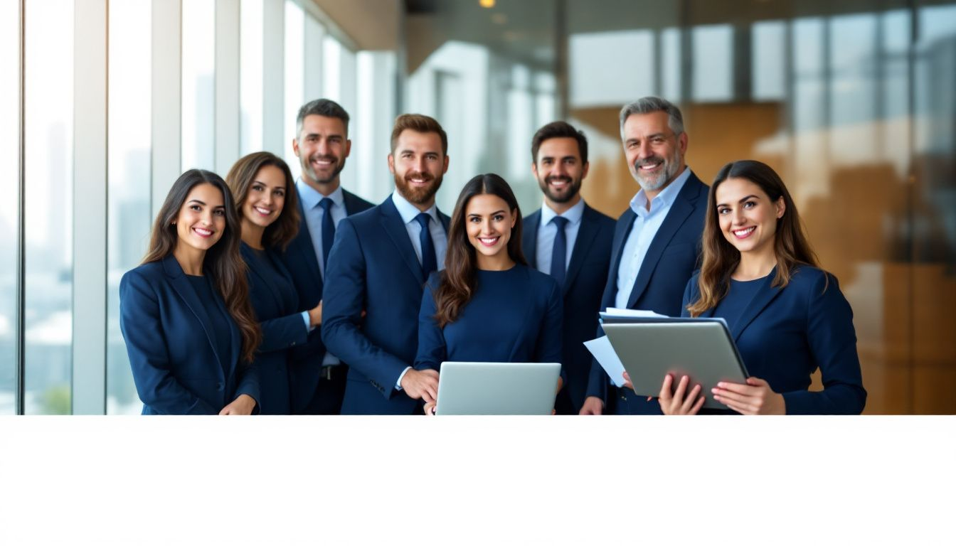A team of employees representing a company's commitment to excellence and customer service.