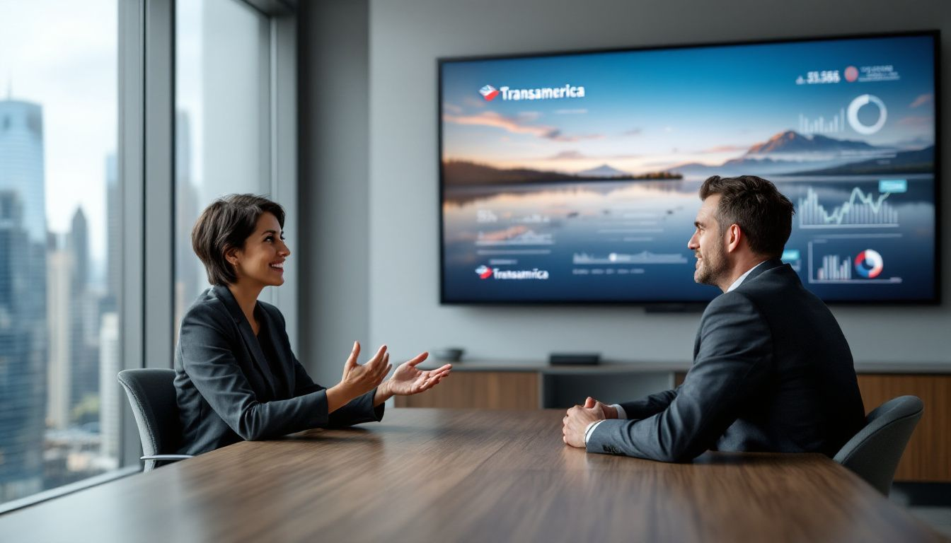 A financial professional discussing financial security and support options with a client.