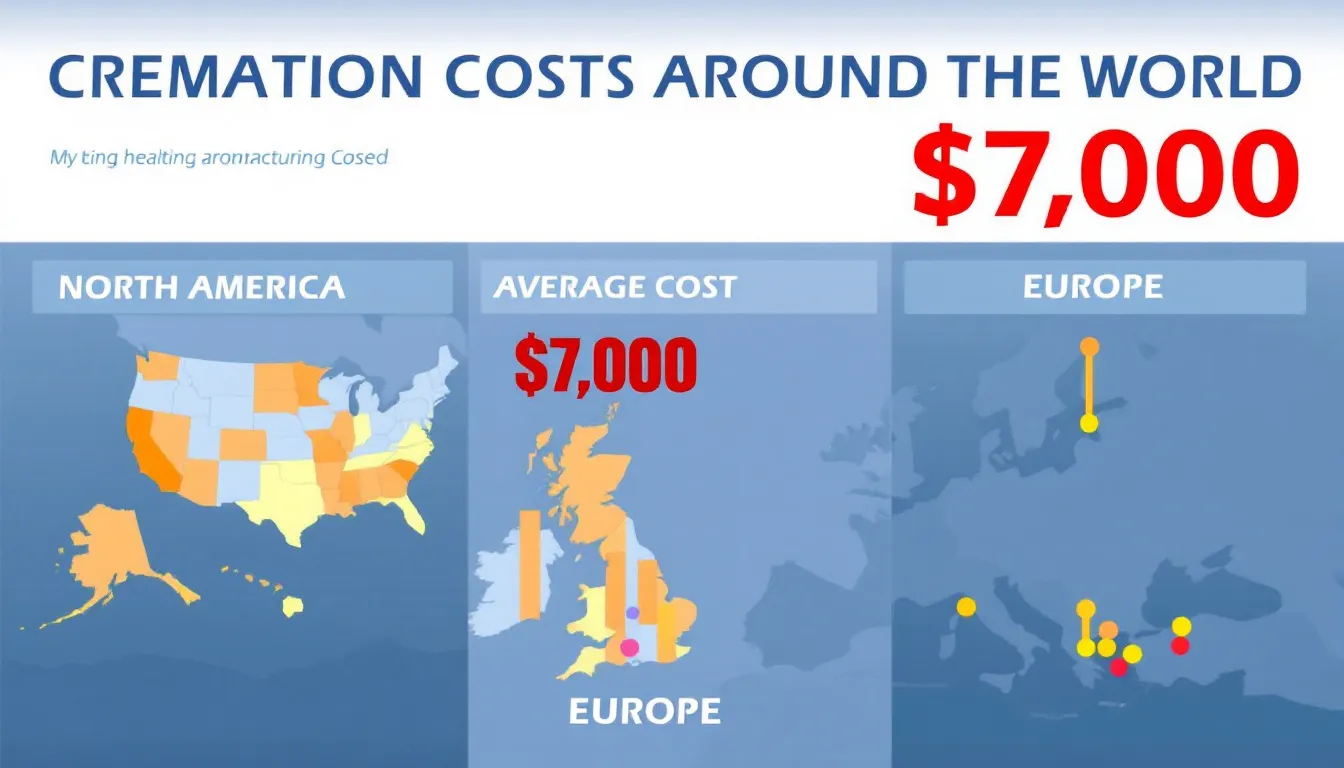 An infographic displaying the average costs of cremation across different regions.