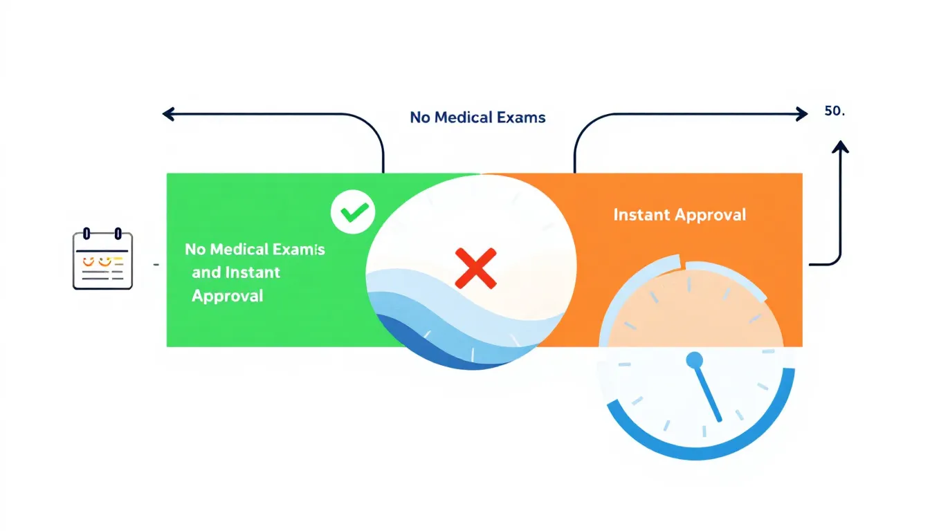 A diagram explaining how no exam life insurance works.