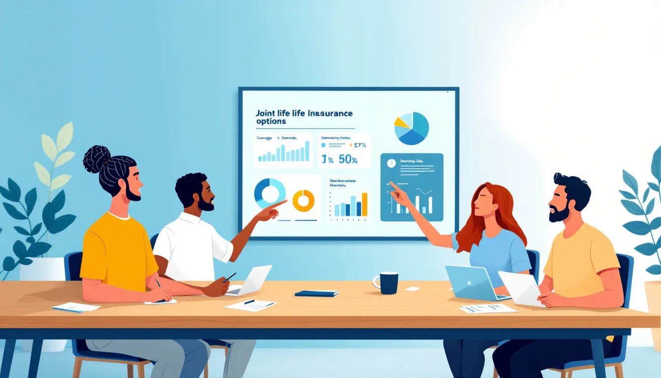 A diverse group of individuals considering joint life insurance options.