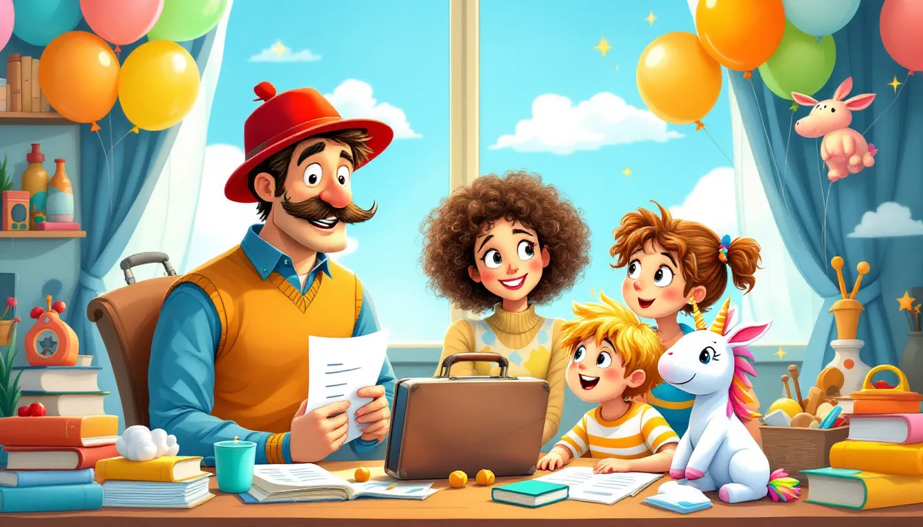 An illustration depicting a happy family discussing life insurance for kids.